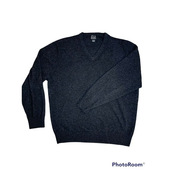JOS A BANK Size Large Men's 100% Cashmere Sweater Black V-Neck Top - Picture 1 of 4